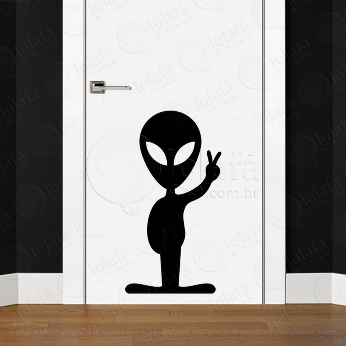 Alien Camarada Adesivo Alienígena de Parede para Quarto, Porta e Vidro Mod:163