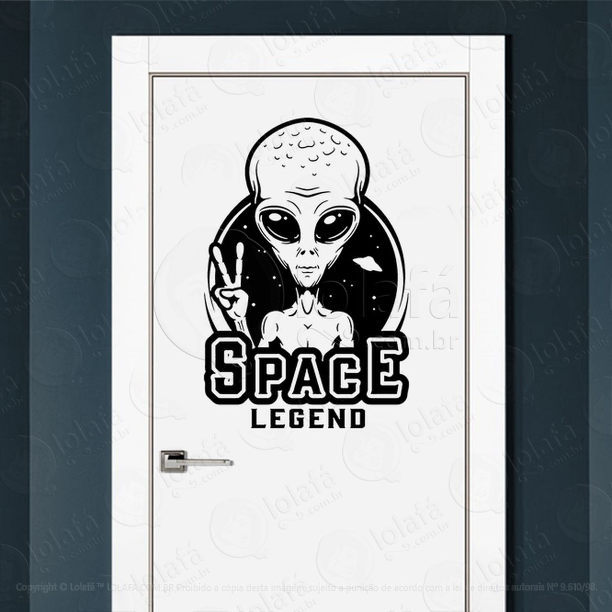 Lenda do Espaço Adesivo Alienígena de Parede para Quarto, Porta e Vidro Mod:164