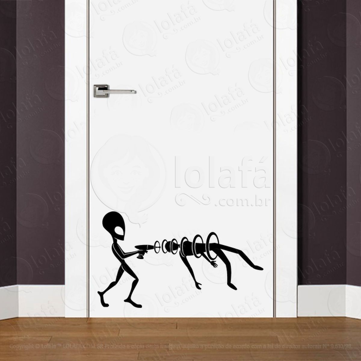 Inteligência Extraterrestre Adesivo Alienígena de Parede para Quarto, Porta e Vidro Mod:167