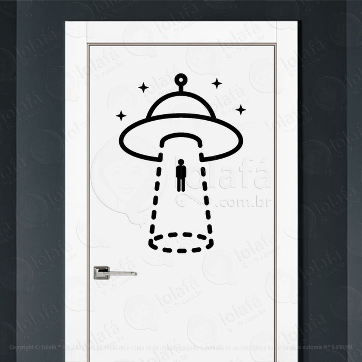 Hora da Abdução Adesivo Alienígena de Parede para Quarto, Porta e Vidro Mod:171