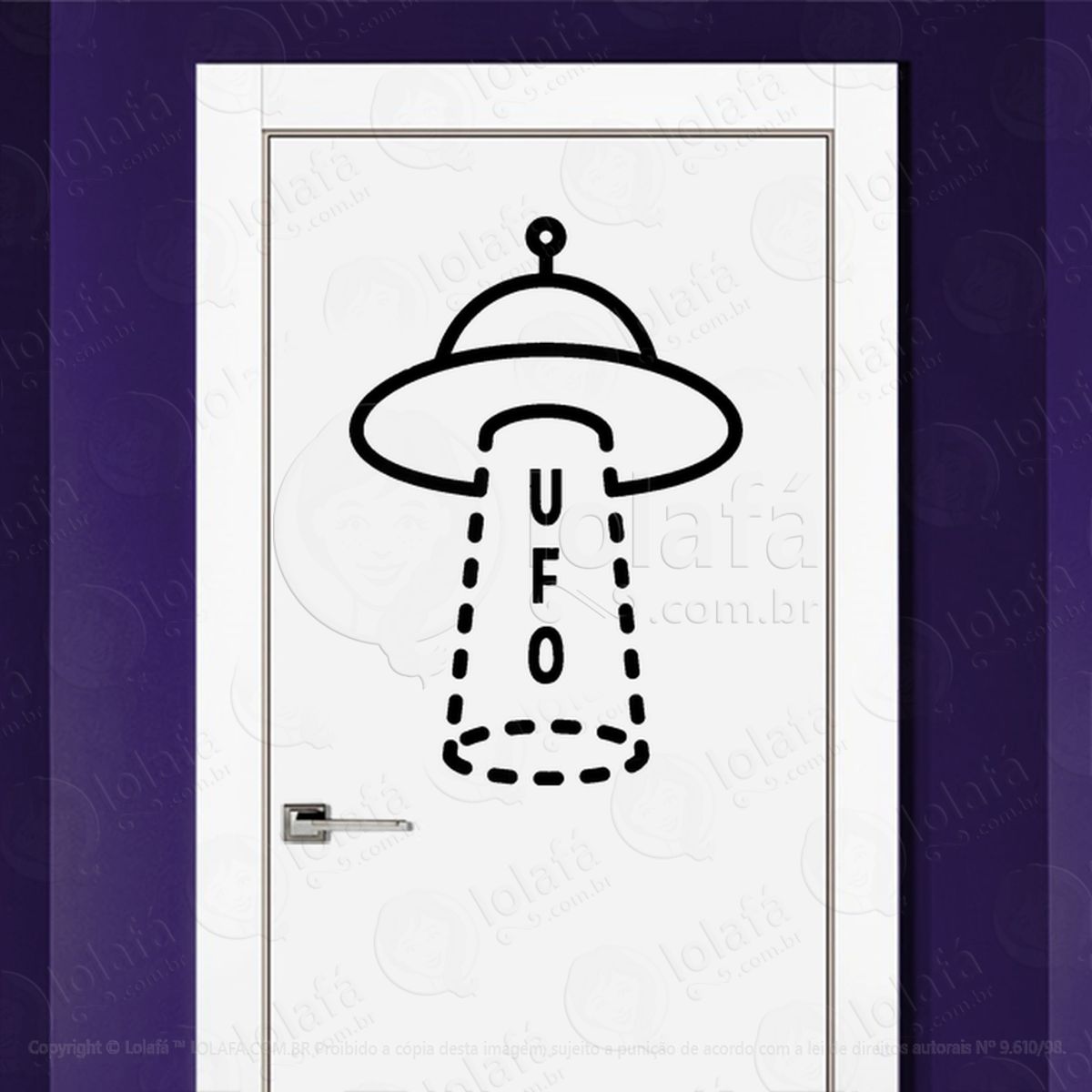UFO OVNI Adesivo Alienígena de Parede para Quarto, Porta e Vidro Mod:174