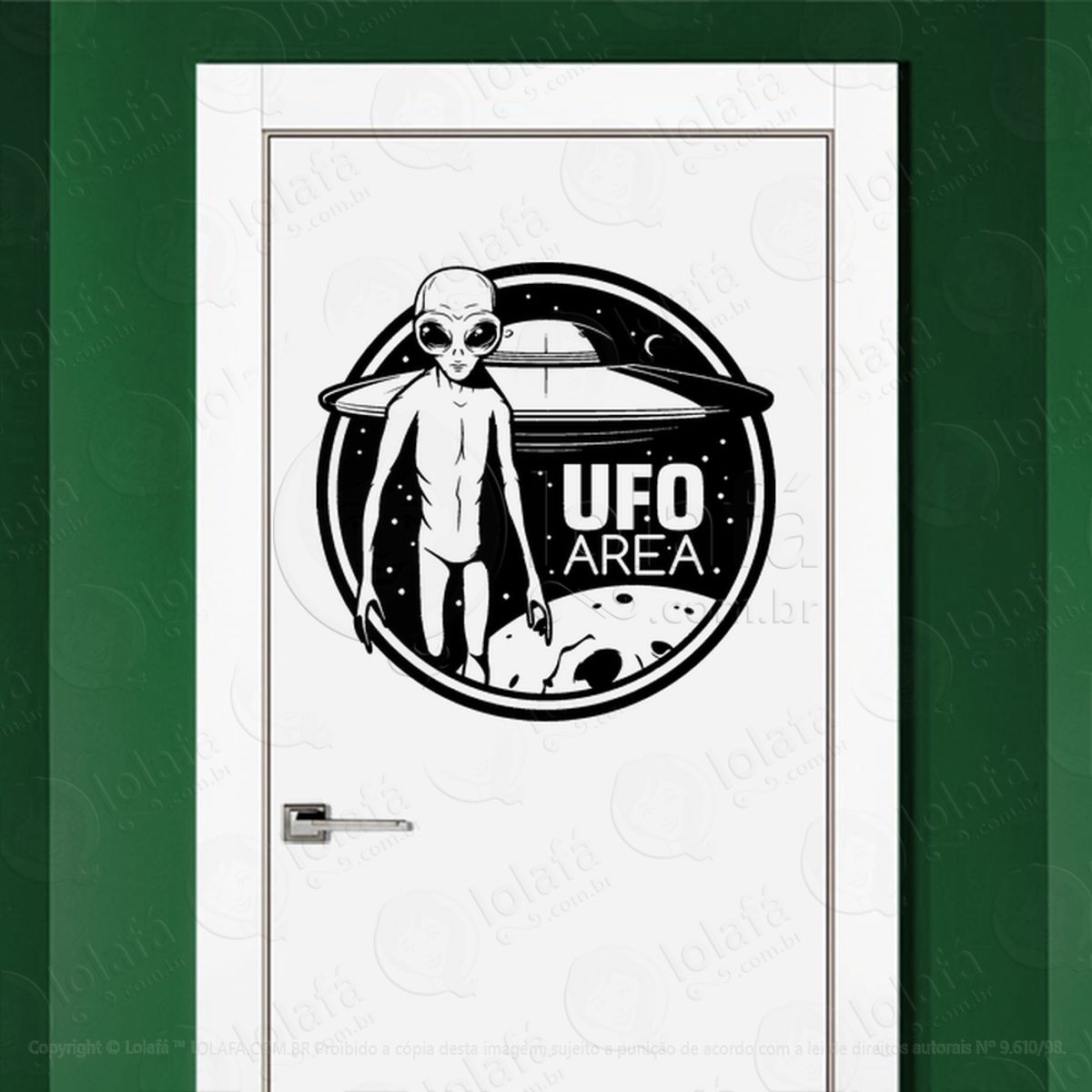 Área UFO OVNI Adesivo Alienígena de Parede para Quarto, Porta e Vidro Mod:181