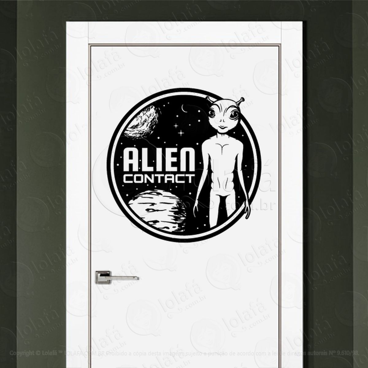 Contato Alienígena Adesivo Alienígena de Parede para Quarto, Porta e Vidro Mod:182