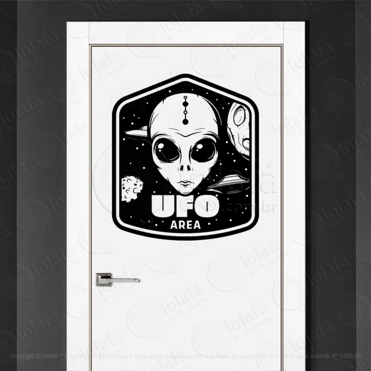 Área UFO OVNI Adesivo Alienígena de Parede para Quarto, Porta e Vidro Mod:183