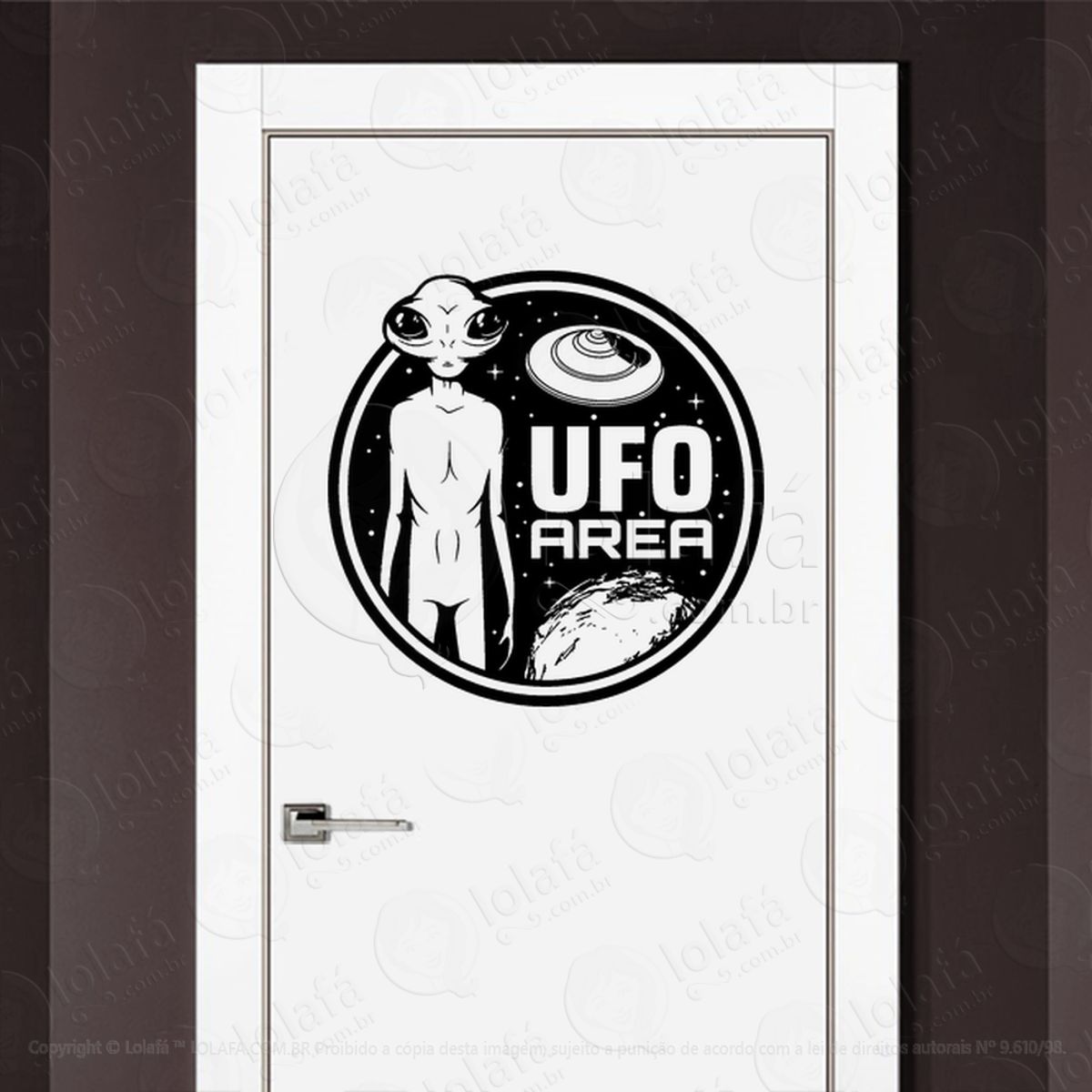 Área UFO OVNI Adesivo Alienígena de Parede para Quarto, Porta e Vidro Mod:185