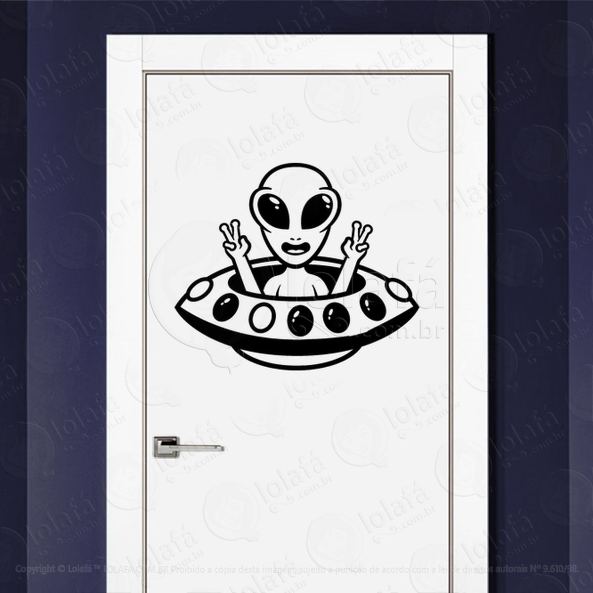 Alien Paz e Amor Adesivo Alienígena de Parede para Quarto, Porta e Vidro Mod:186