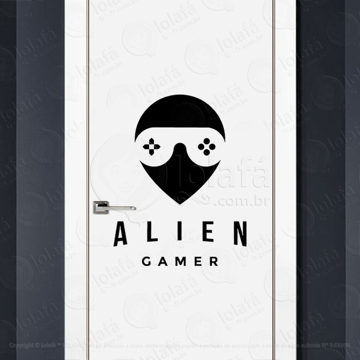 Alien Gamer Adesivo Alienígena de Parede para Quarto, Porta e Vidro Mod:187