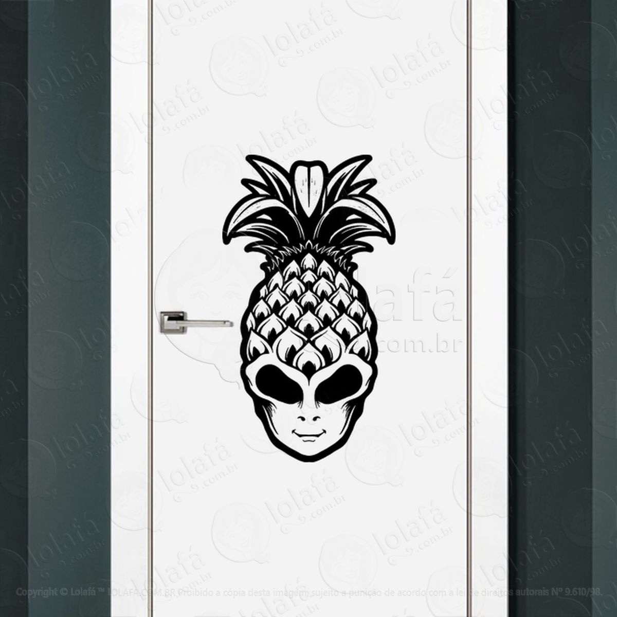 Alien Abacaxi Adesivo Alienígena de Parede para Quarto, Porta e Vidro Mod:210