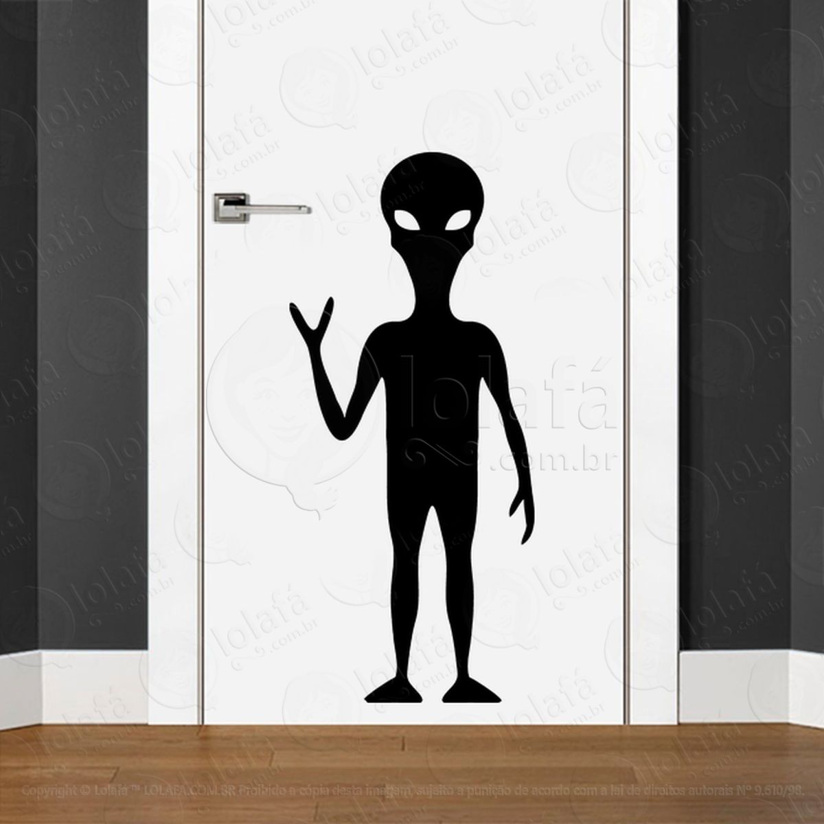 Alien Oculto Adesivo Alienígena de Parede para Quarto, Porta e Vidro Mod:215