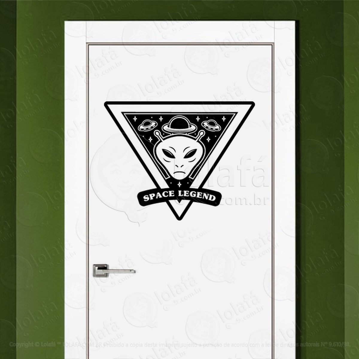 Lenda Espacial Adesivo Alienígena de Parede para Quarto, Porta e Vidro Mod:223