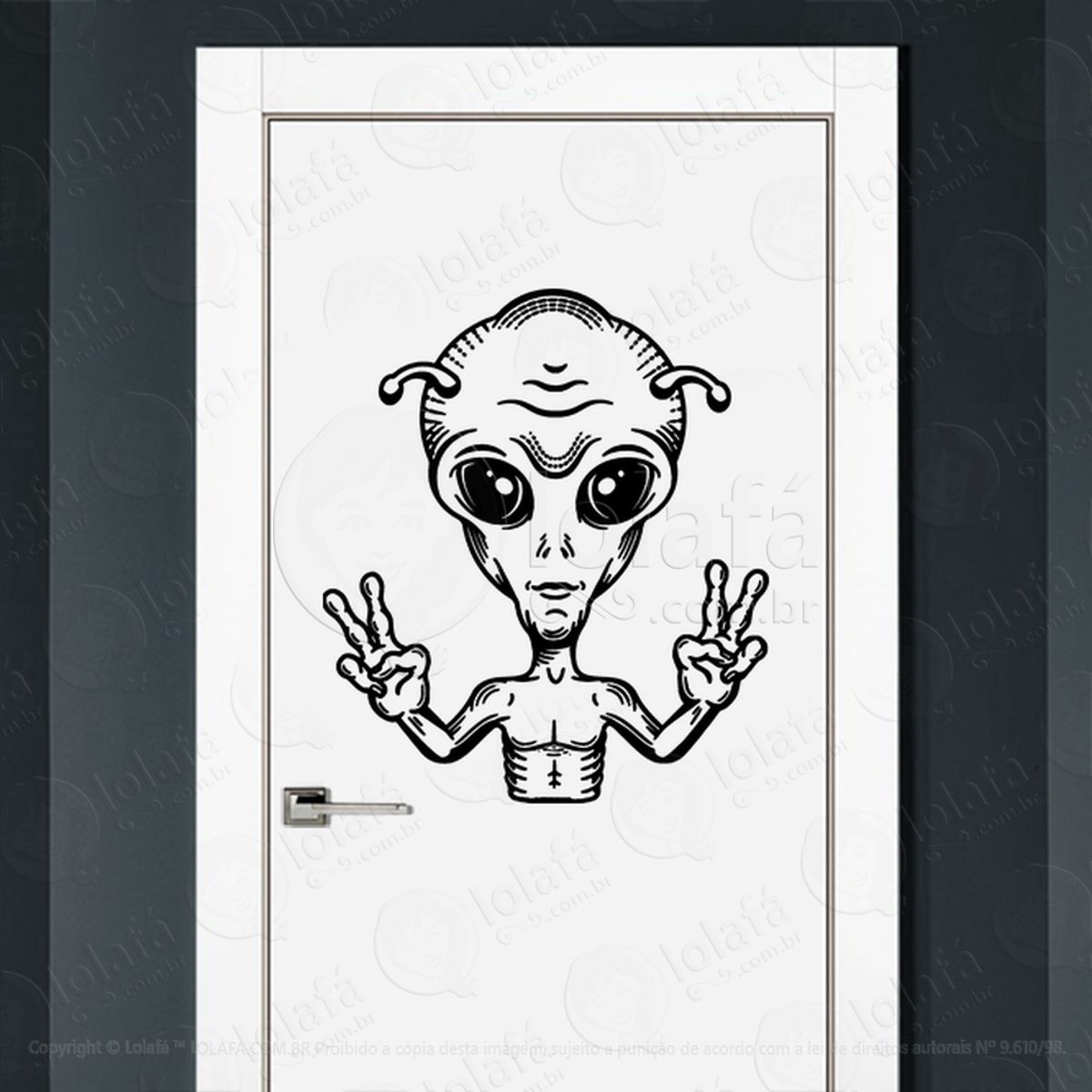 Alien Interestelar Adesivo Alienígena de Parede para Quarto, Porta e Vidro Mod:224