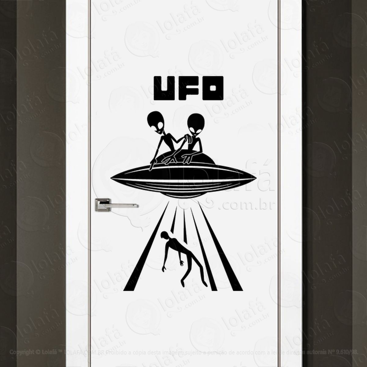 Abdução UFO OVNI Adesivo Alienígena de Parede para Quarto, Porta e Vidro Mod:228