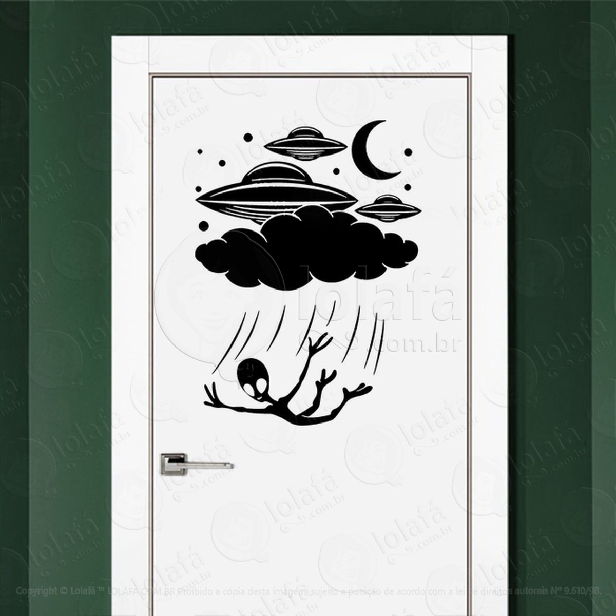 Alien Aéreo Adesivo Alienígena de Parede para Quarto, Porta e Vidro Mod:230