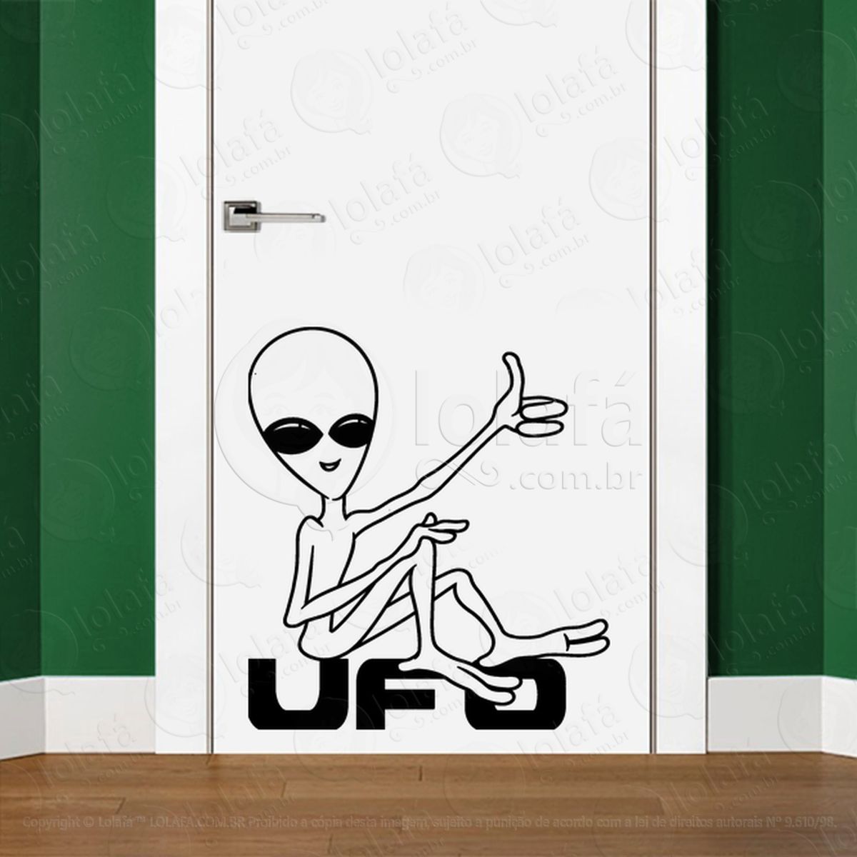 Alien UFO Adesivo Alienígena de Parede para Quarto, Porta e Vidro Mod:234