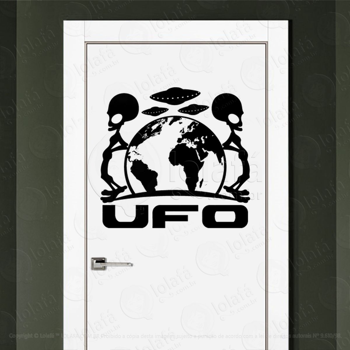 Alienígenas na Terra Adesivo Alienígena de Parede para Quarto, Porta e Vidro Mod:235