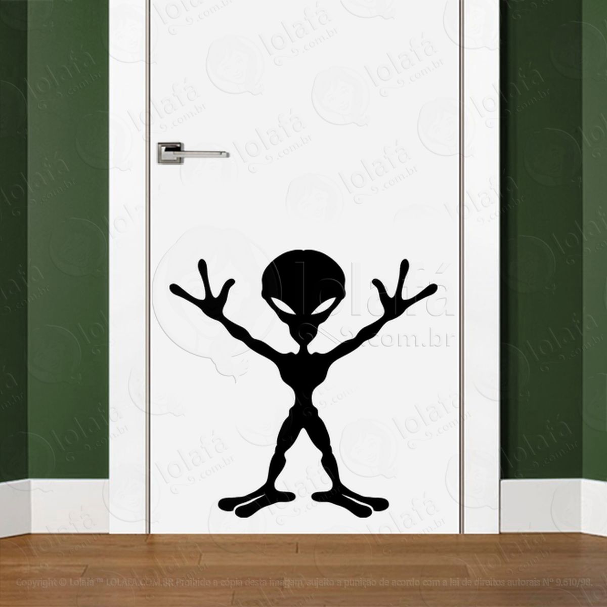 Alien Invasor Adesivo Alienígena de Parede para Quarto, Porta e Vidro Mod:243