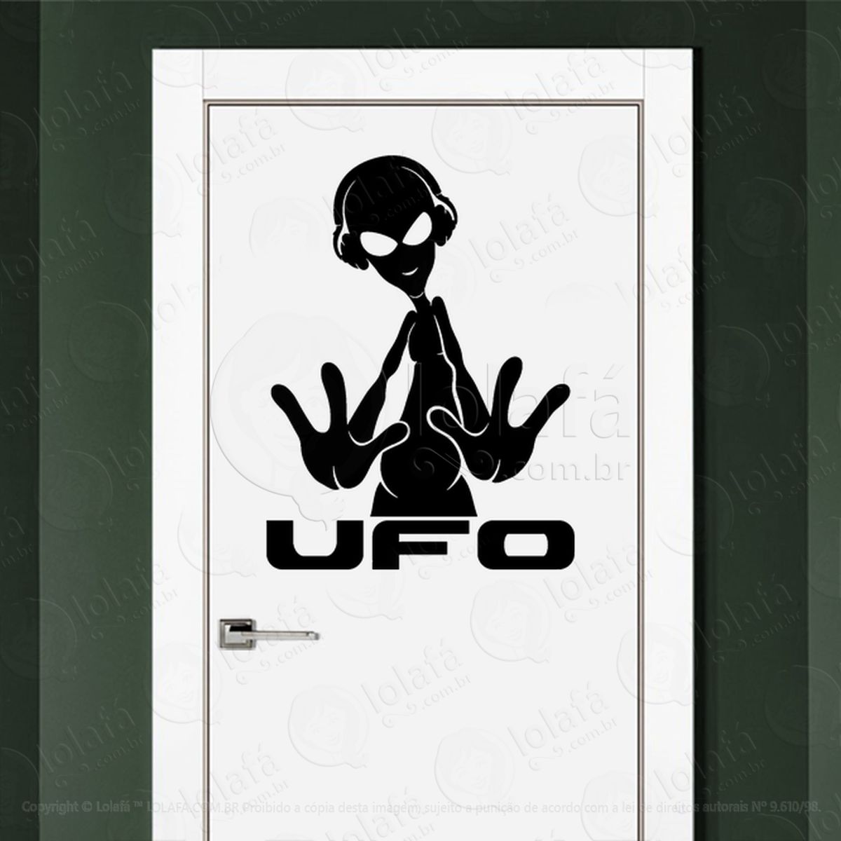 Alien Music UFO Adesivo Alienígena de Parede para Quarto, Porta e Vidro Mod:245