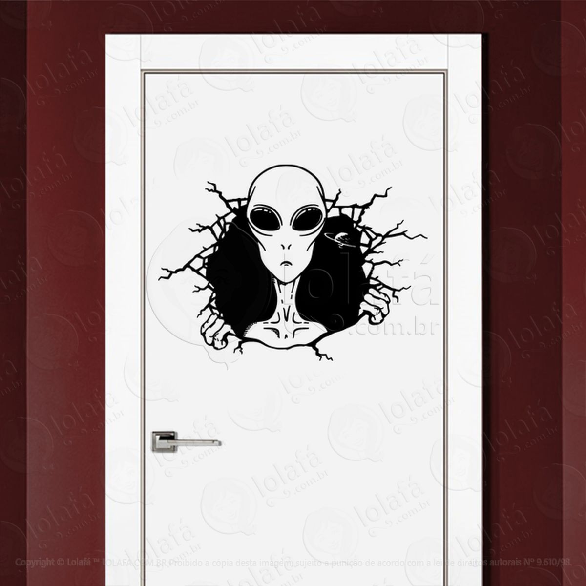 Invasão Alienígena Adesivo Alienígena de Parede para Quarto, Porta e Vidro Mod:247