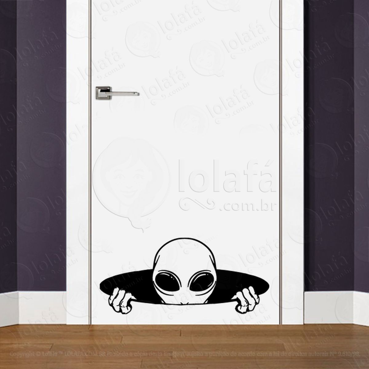 Alien Invasor Adesivo Alienígena de Parede para Quarto, Porta e Vidro Mod:248