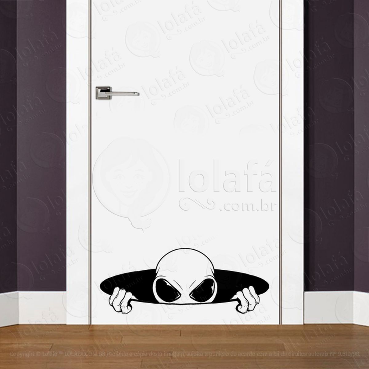 Alien Invasor Adesivo Alienígena de Parede para Quarto, Porta e Vidro Mod:249