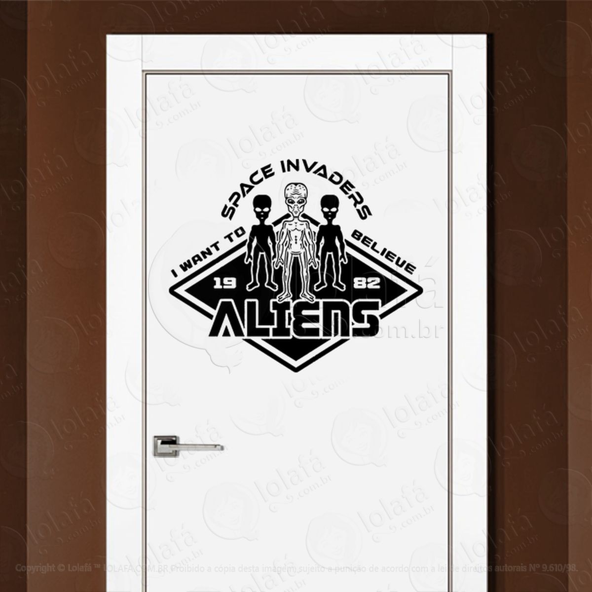 Aliens Invasores do Espaço Eu Quero Acreditar Adesivo Alienígena de Parede para Quarto, Porta e Vidro Mod:255