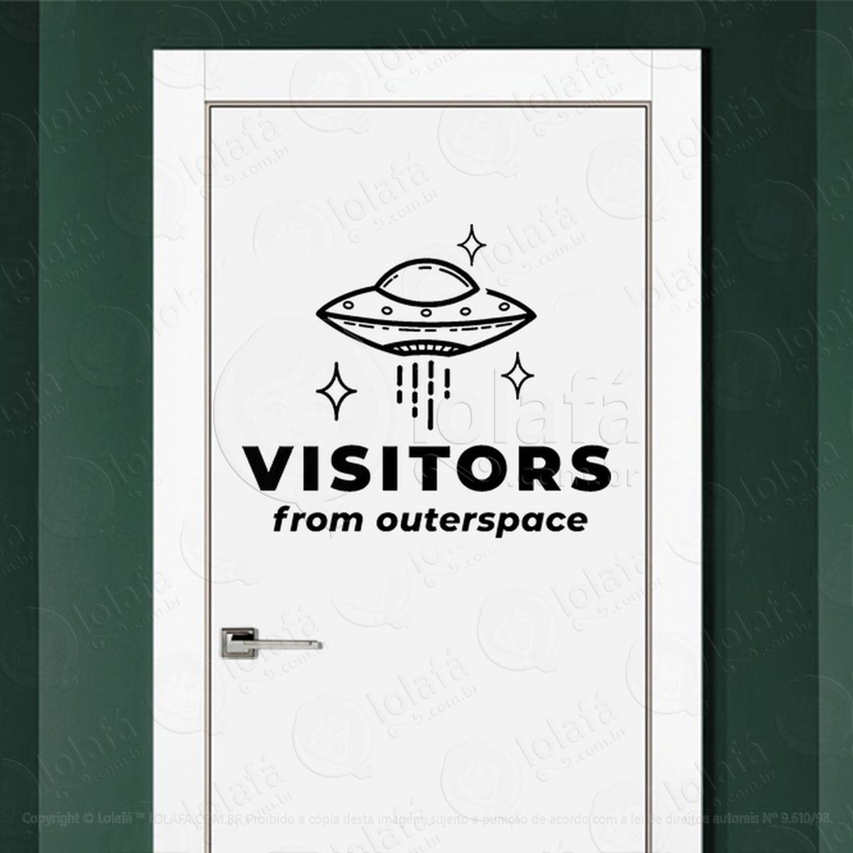 Visitantes do Espaço Sideral Adesivo Alienígena de Parede para Quarto, Porta e Vidro Mod:256