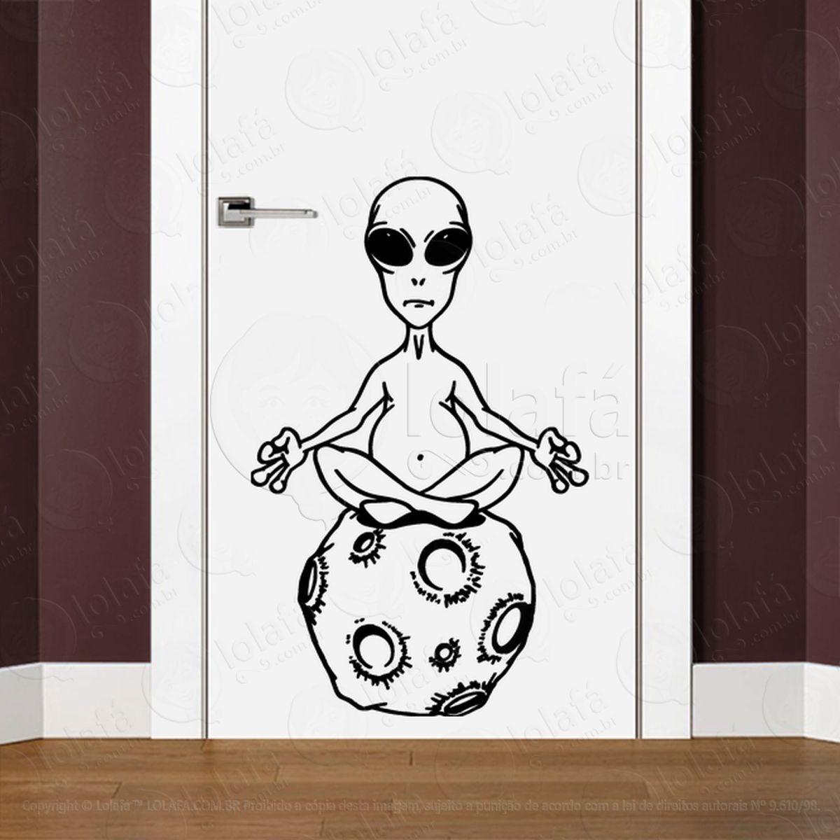 Meditação Alienígena Adesivo Alienígena de Parede para Quarto, Porta e Vidro Mod:258
