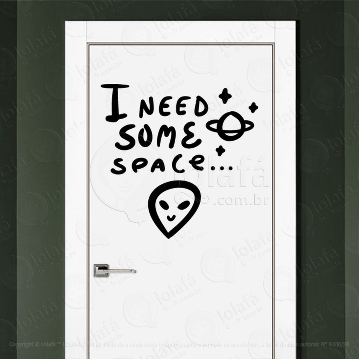 Eu Preciso de Mais Espaço Adesivo Alienígena de Parede para Quarto, Porta e Vidro Mod:264