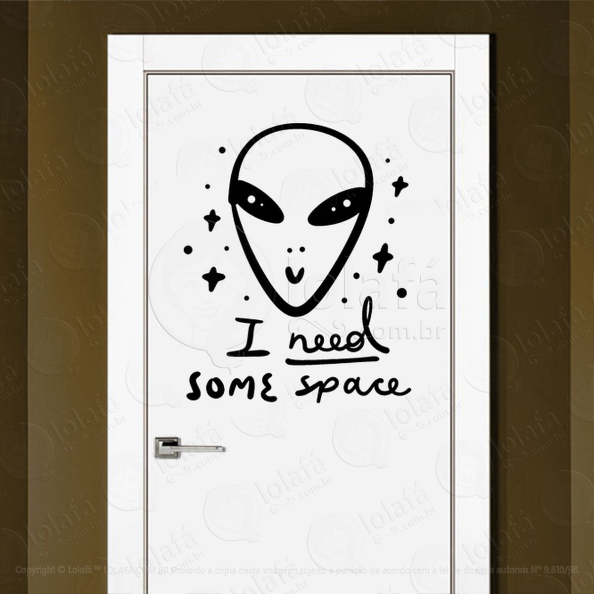 Eu Preciso de Mais Espaço Adesivo Alienígena de Parede para Quarto, Porta e Vidro Mod:265
