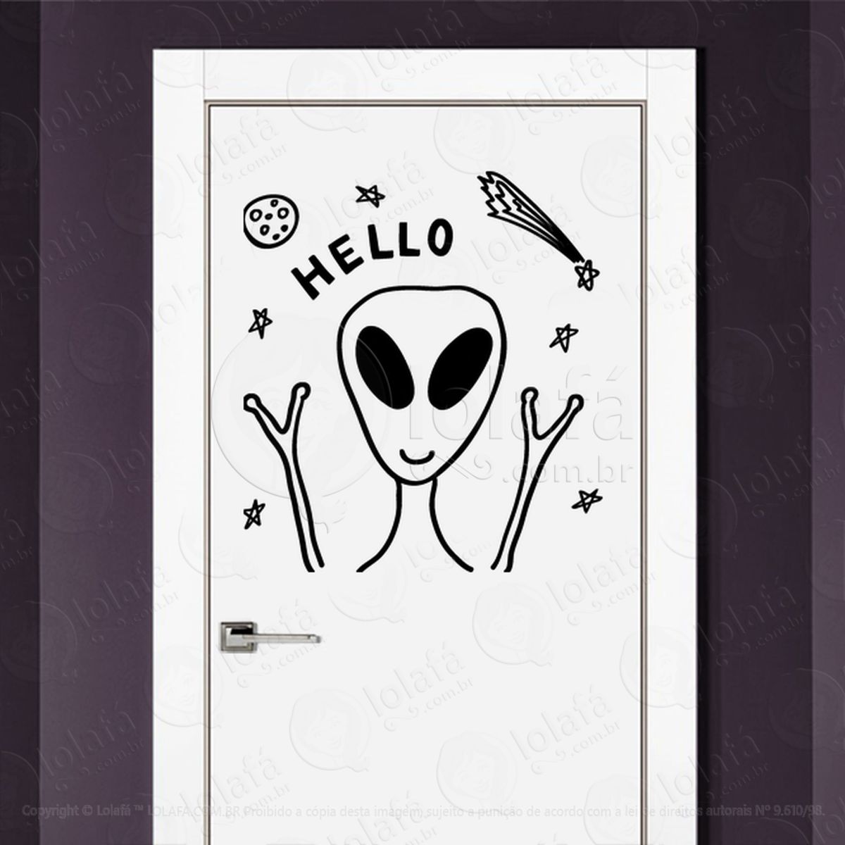 Alien Amigável Adesivo Alienígena de Parede para Quarto, Porta e Vidro Mod:266