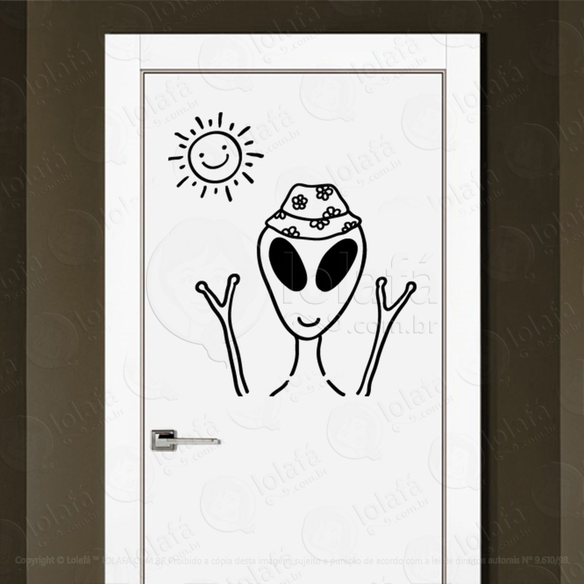 Alien do Litoral Adesivo Alienígena de Parede para Quarto, Porta e Vidro Mod:267