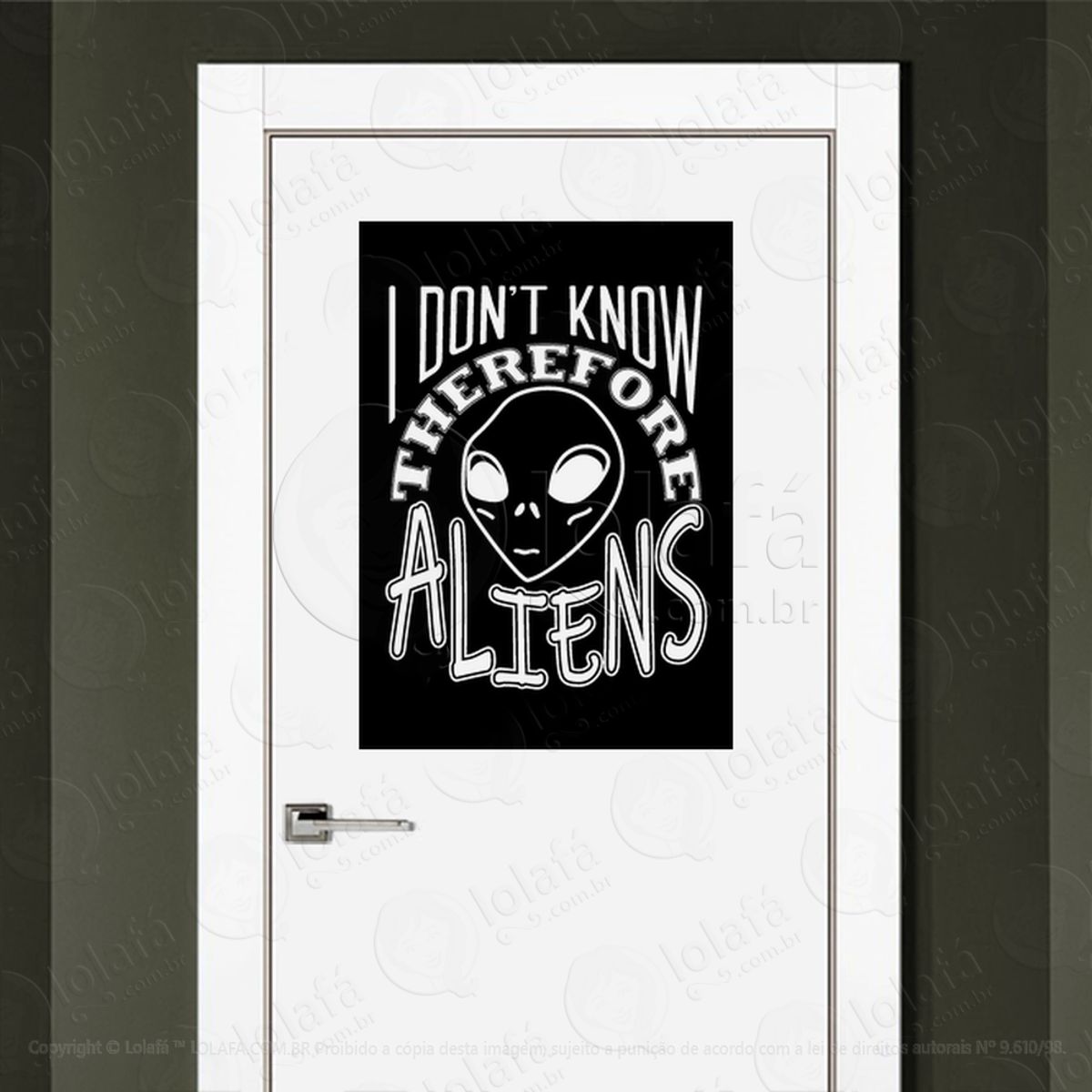 Eu Não Sei Portanto Alienígena Adesivo Alienígena de Parede para Quarto, Porta e Vidro Mod:279