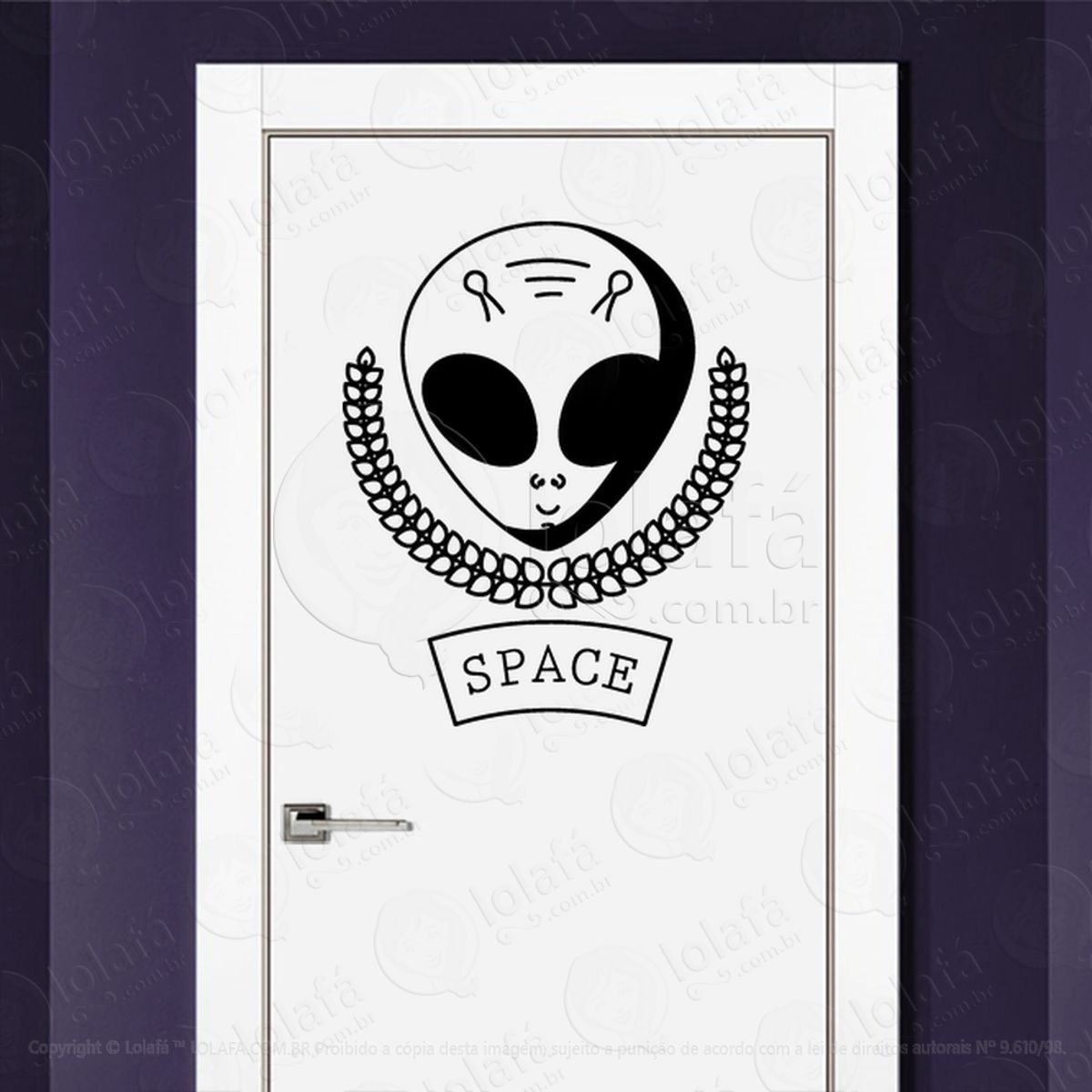 Alien do Espaço Adesivo Alienígena de Parede para Quarto, Porta e Vidro Mod:297