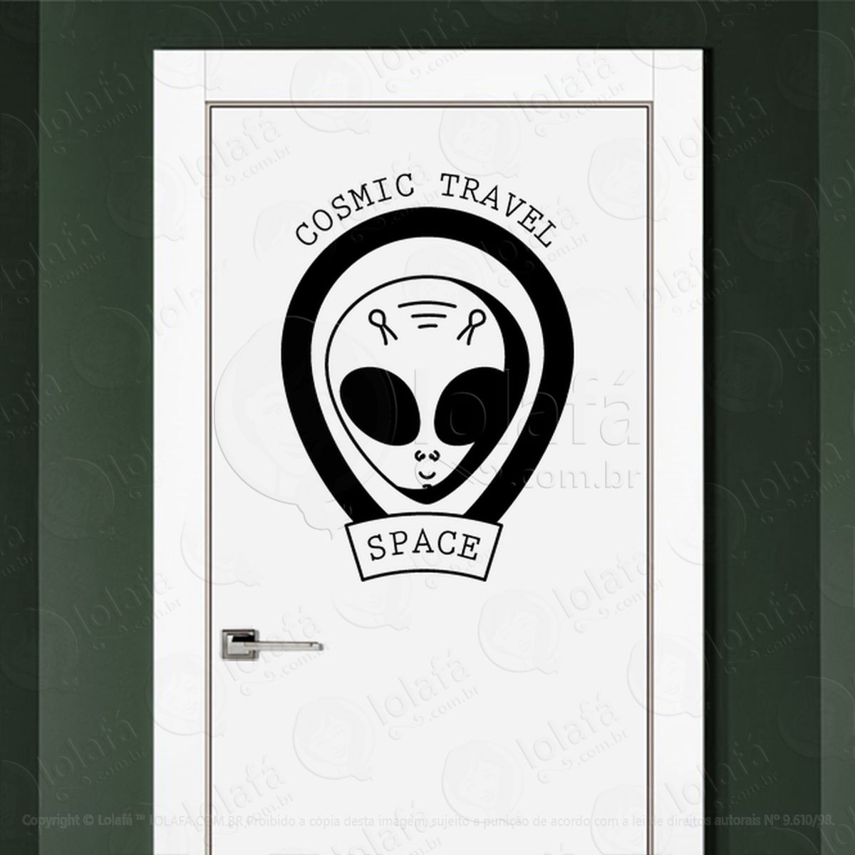 Viajem Cósmica Espacial Adesivo Alienígena de Parede para Quarto, Porta e Vidro Mod:298