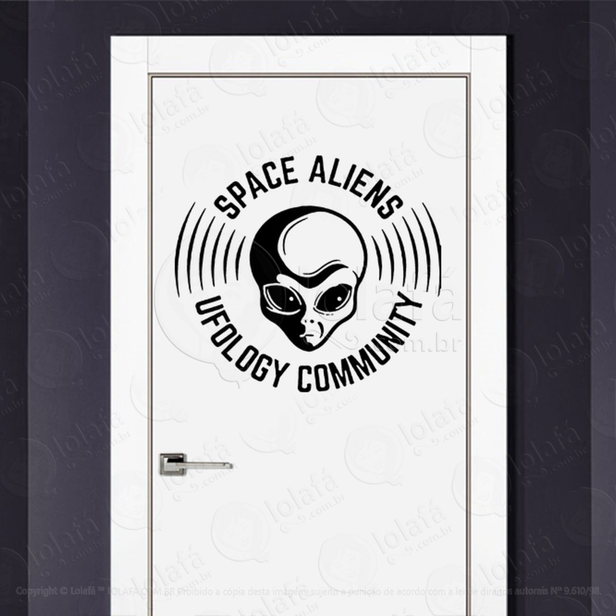 Aliens do Espaço Comunidade Ufológica Adesivo Alienígena de Parede para Quarto, Porta e Vidro Mod:306