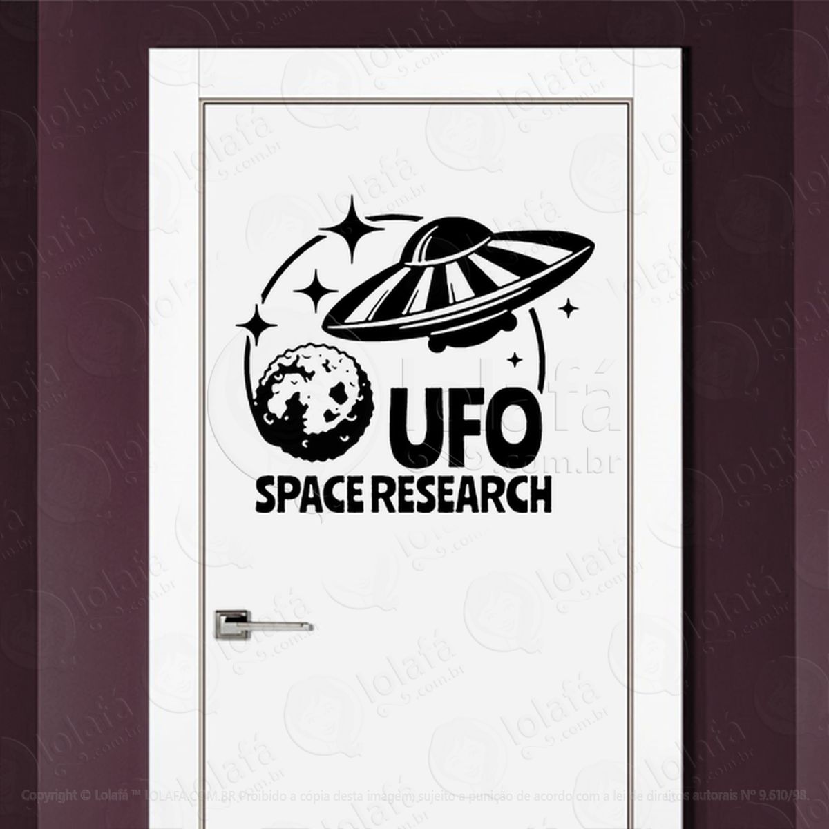 UFO Pesquisa Espacial Adesivo Alienígena de Parede para Quarto, Porta e Vidro Mod:307