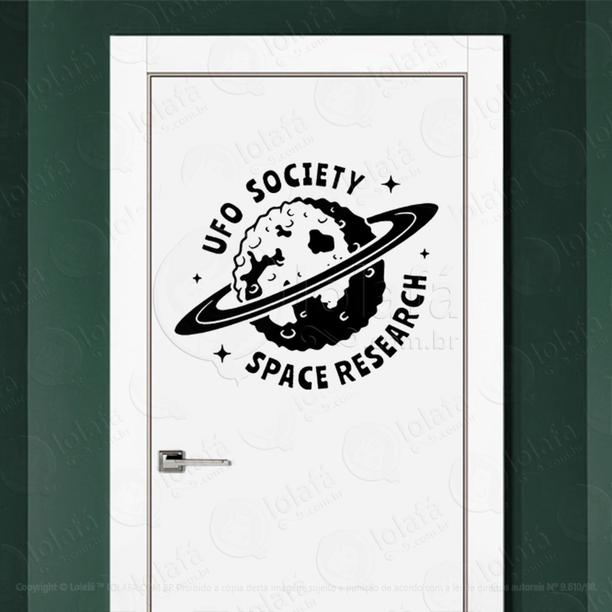 Sociedade UFO Pesquisa Espacial Adesivo Alienígena de Parede para Quarto, Porta e Vidro Mod:309