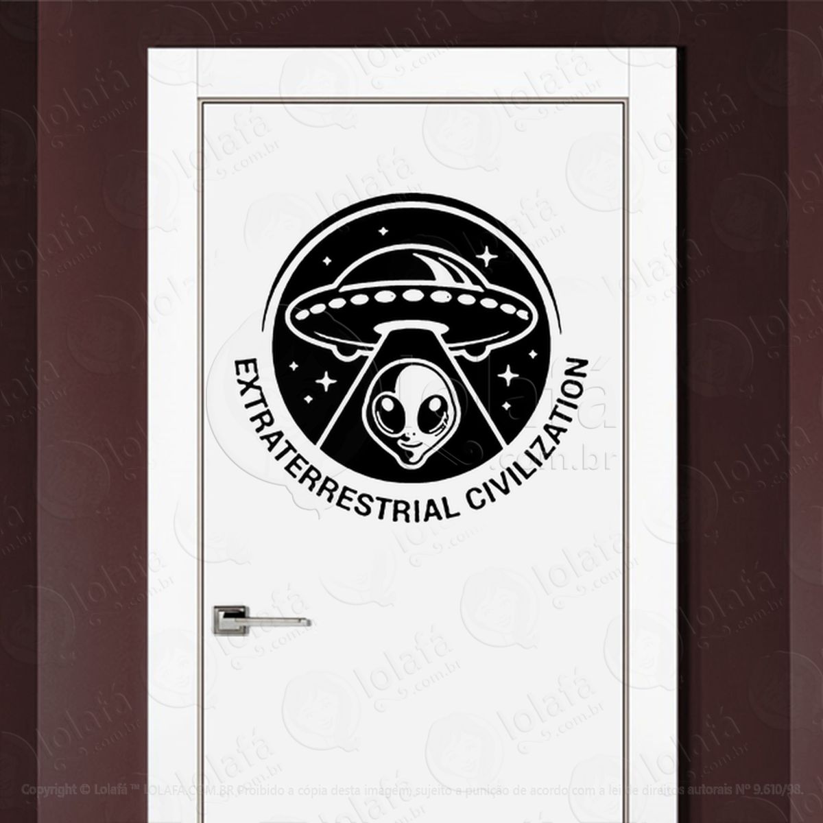 Civilização Extraterrestre Adesivo Alienígena de Parede para Quarto, Porta e Vidro Mod:311