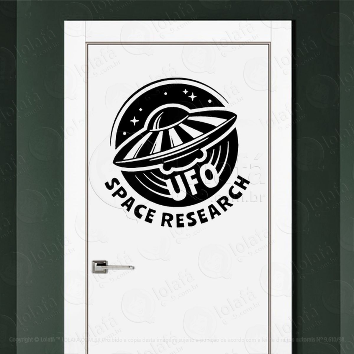 UFO Pesquisa Espacial Adesivo Alienígena de Parede para Quarto, Porta e Vidro Mod:313