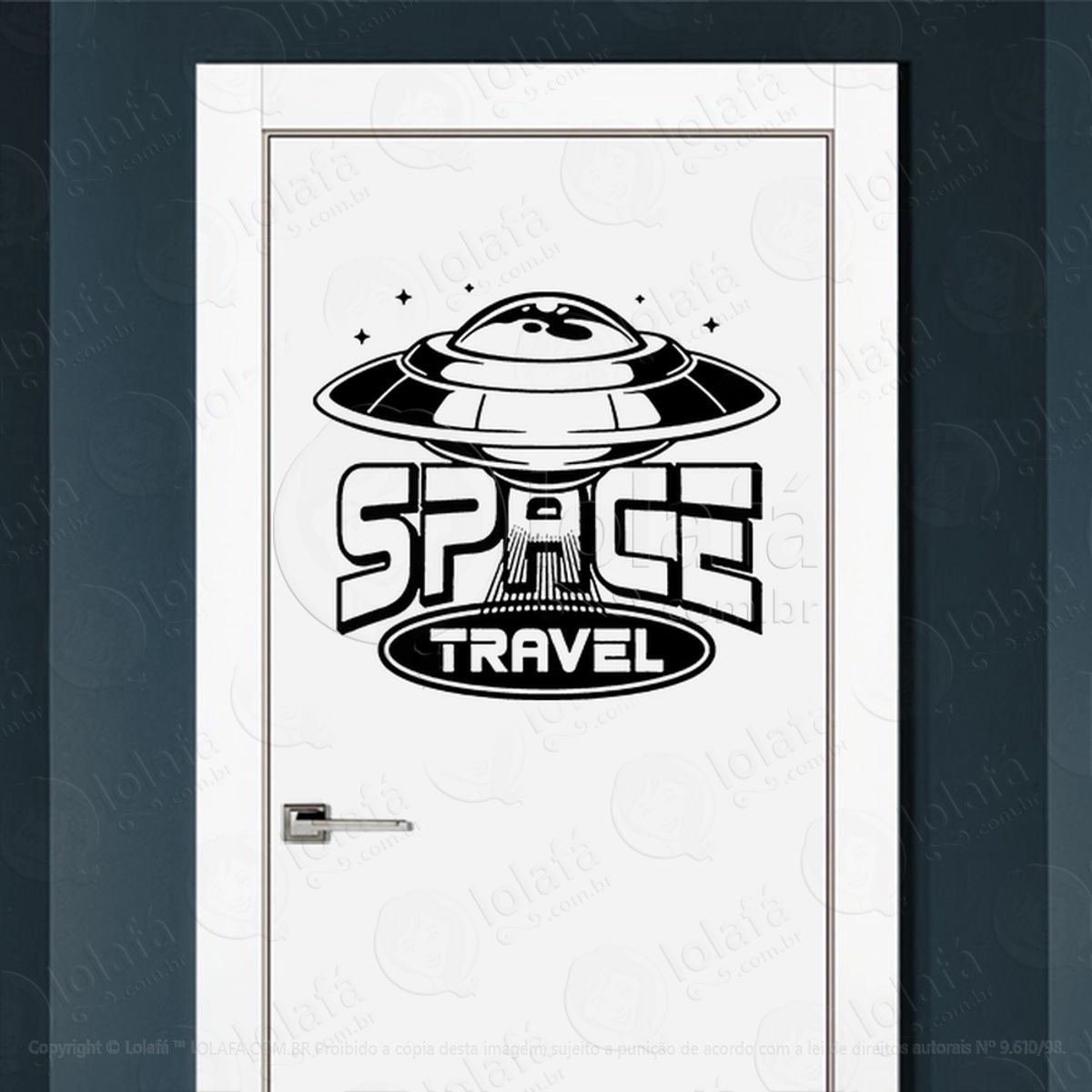 Viagem Espacial Adesivo Alienígena de Parede para Quarto, Porta e Vidro Mod:323