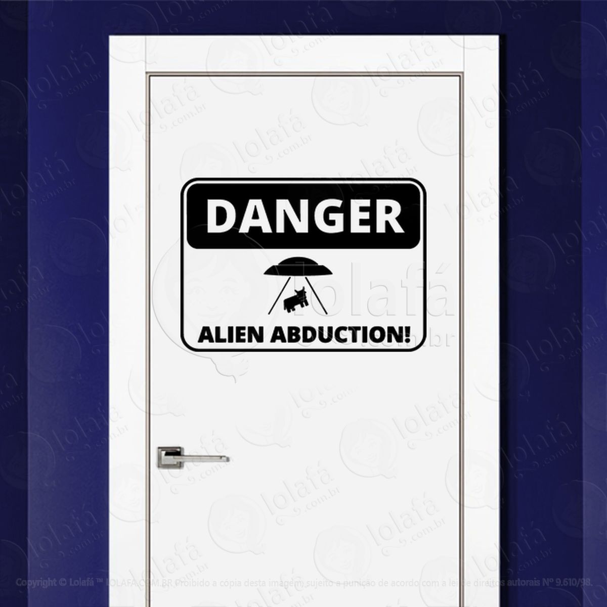 Perigo Abdução Alienígena Adesivo Alienígena de Parede para Quarto, Porta e Vidro Mod:335