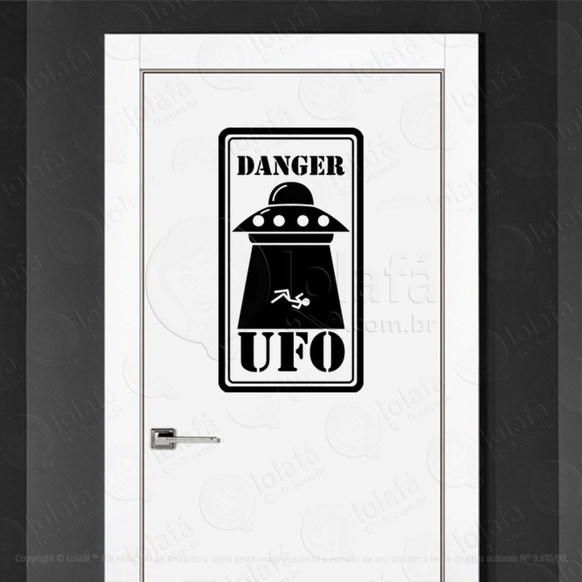 Perigo UFO OVNIs Adesivo Alienígena de Parede para Quarto, Porta e Vidro Mod:342