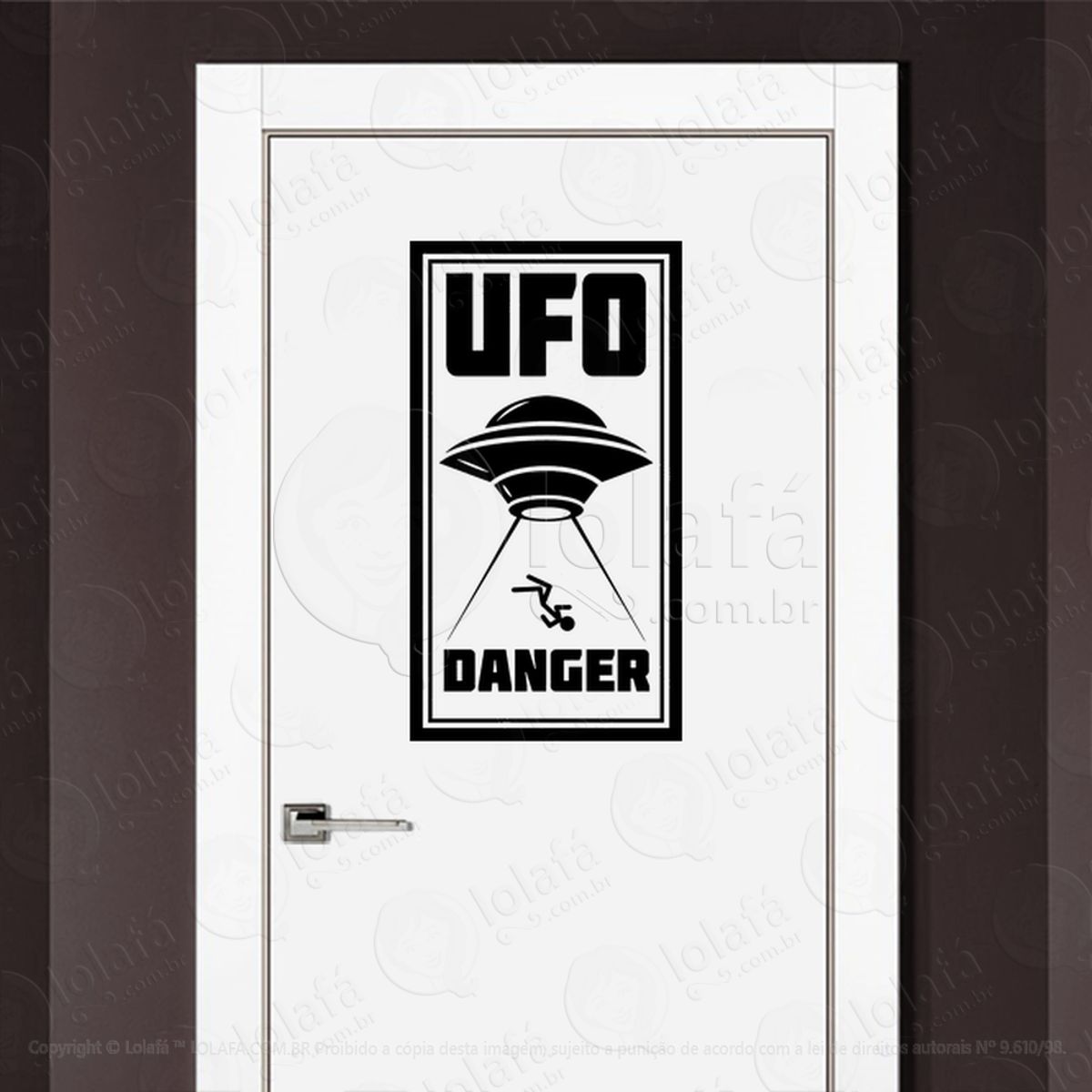 Perigo UFO OVNIs Adesivo Alienígena de Parede para Quarto, Porta e Vidro Mod:344
