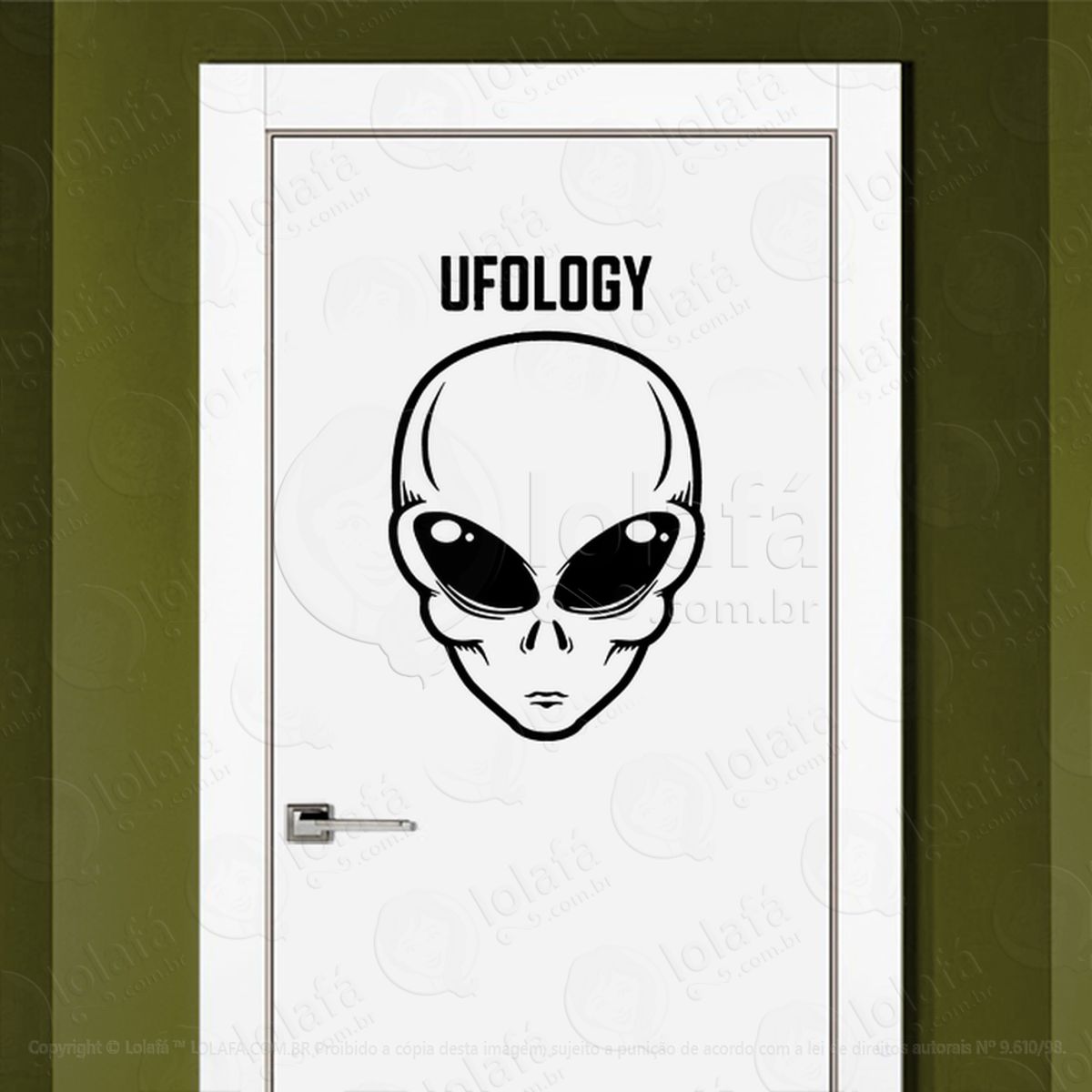 Ufologia Adesivo Alienígena de Parede para Quarto, Porta e Vidro Mod:347
