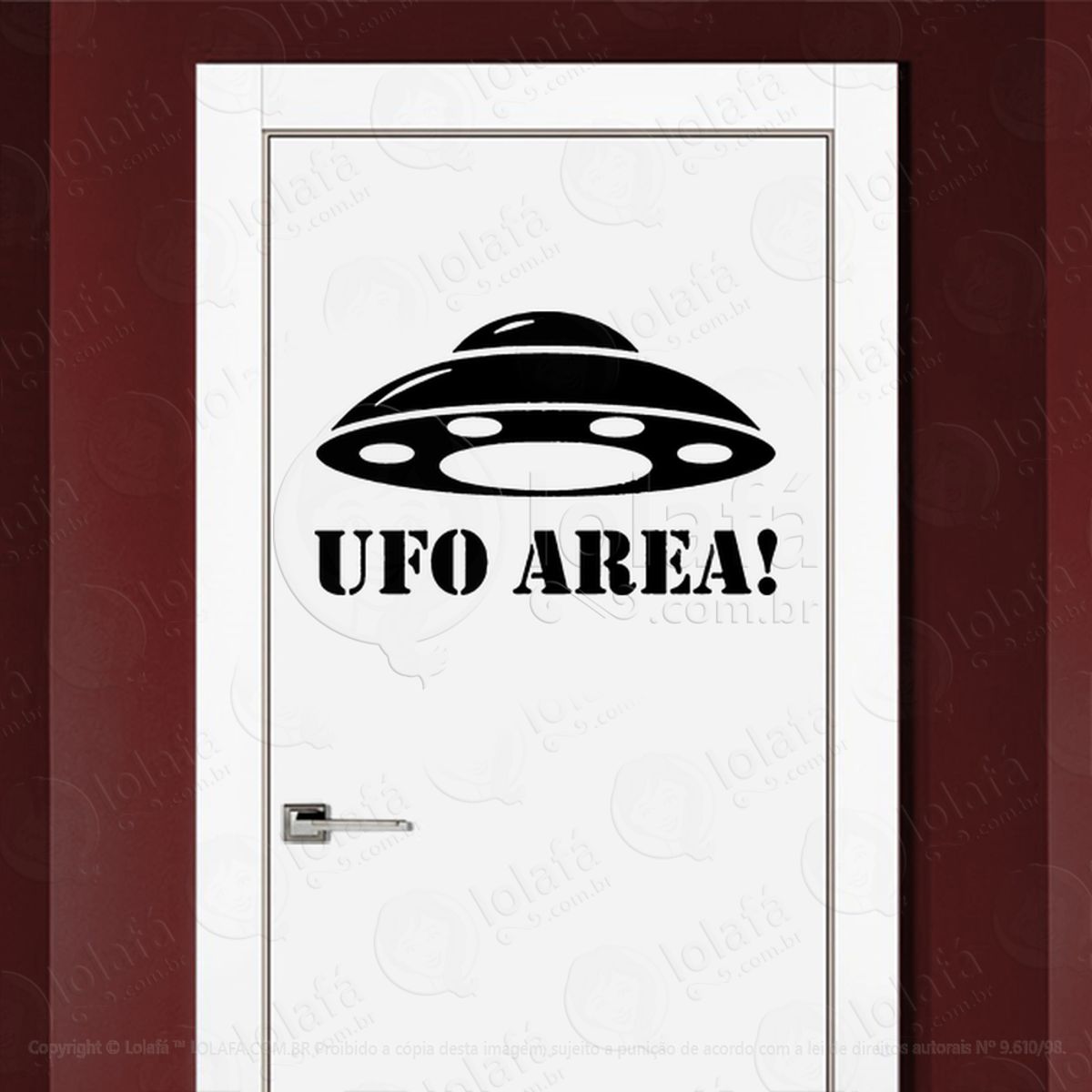 Área de OVNIs UFO Adesivo Alienígena de Parede para Quarto, Porta e Vidro Mod:353