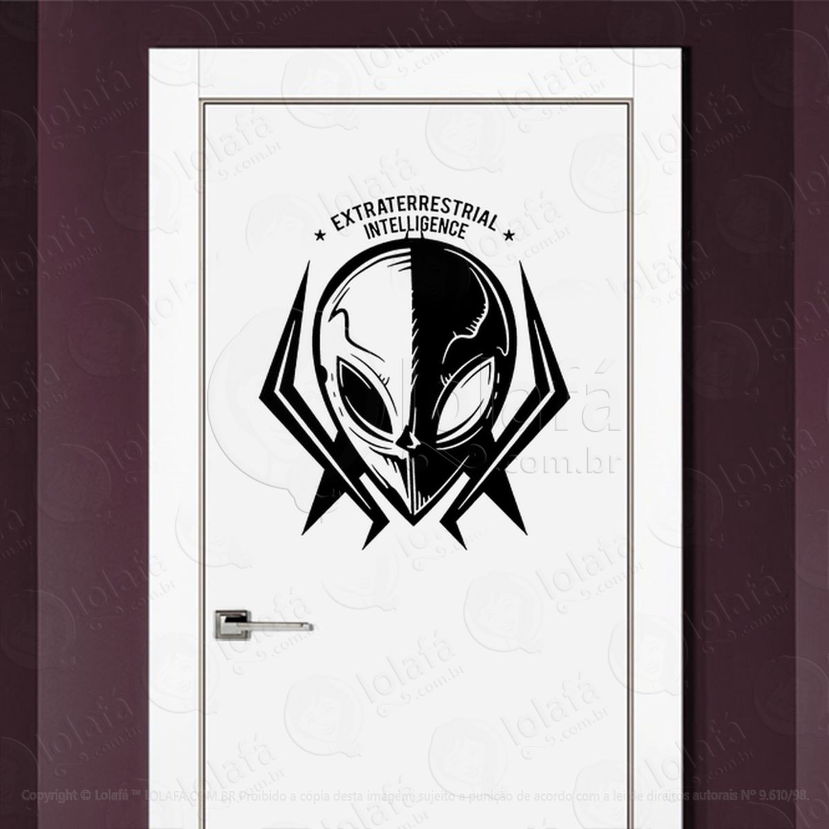 Inteligência Extraterrestre Adesivo Alienígena de Parede para Quarto, Porta e Vidro Mod:360