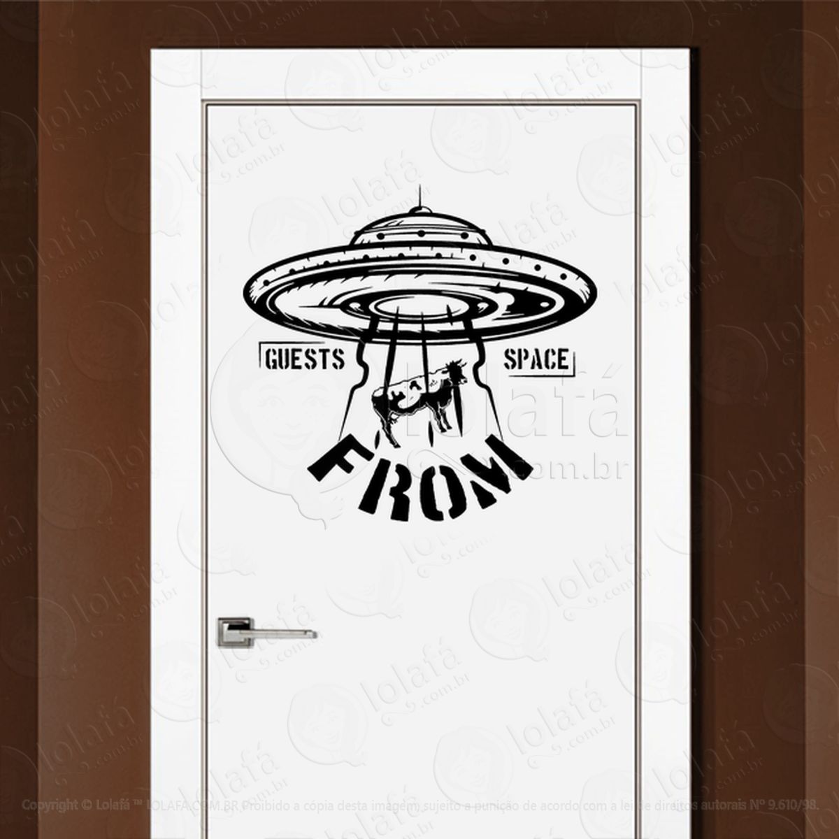 Convidado do Espaço Adesivo Alienígena de Parede para Quarto, Porta e Vidro Mod:361