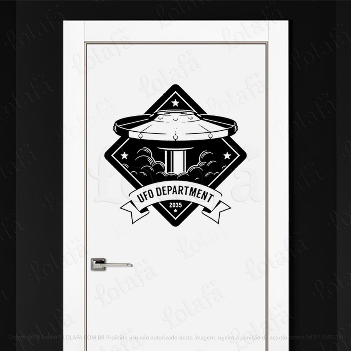 Departamento UFO OVNI Adesivo Alienígena de Parede para Quarto, Porta e Vidro Mod:365
