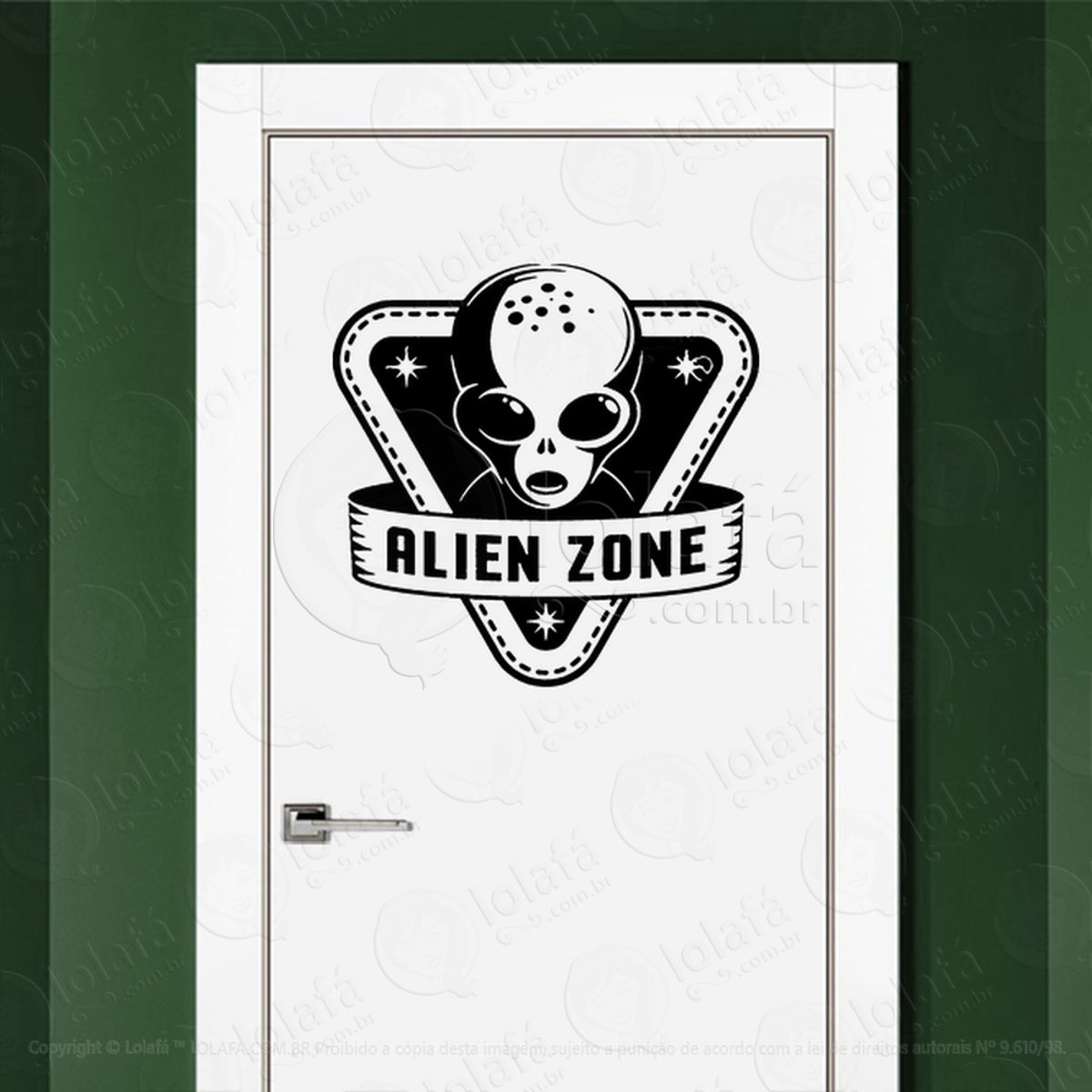 Zona Alienígena Adesivo Alienígena de Parede para Quarto, Porta e Vidro Mod:368