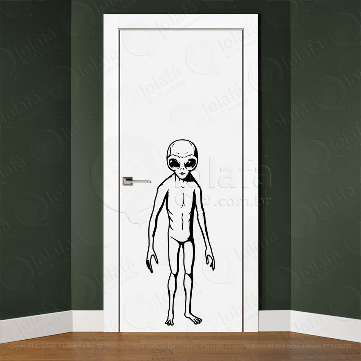 Habitante Alienígena Adesivo Alienígena de Parede para Quarto, Porta e Vidro Mod:370
